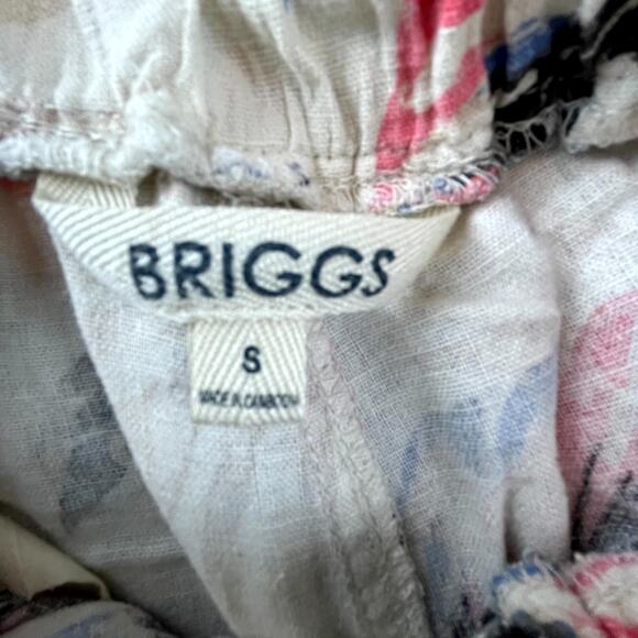 Briggs New York Pants Womens Small Beige Tropical Linen Blend Wide Leg Pull On - Picture 8 of 9